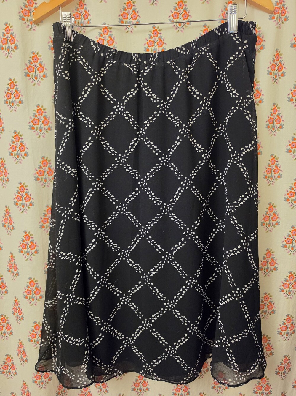 Charter Club Black & White Patterned A-Line Skirt.
